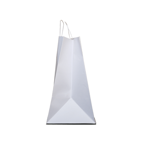 Side angle twisted handle white bleached kraft paper bag