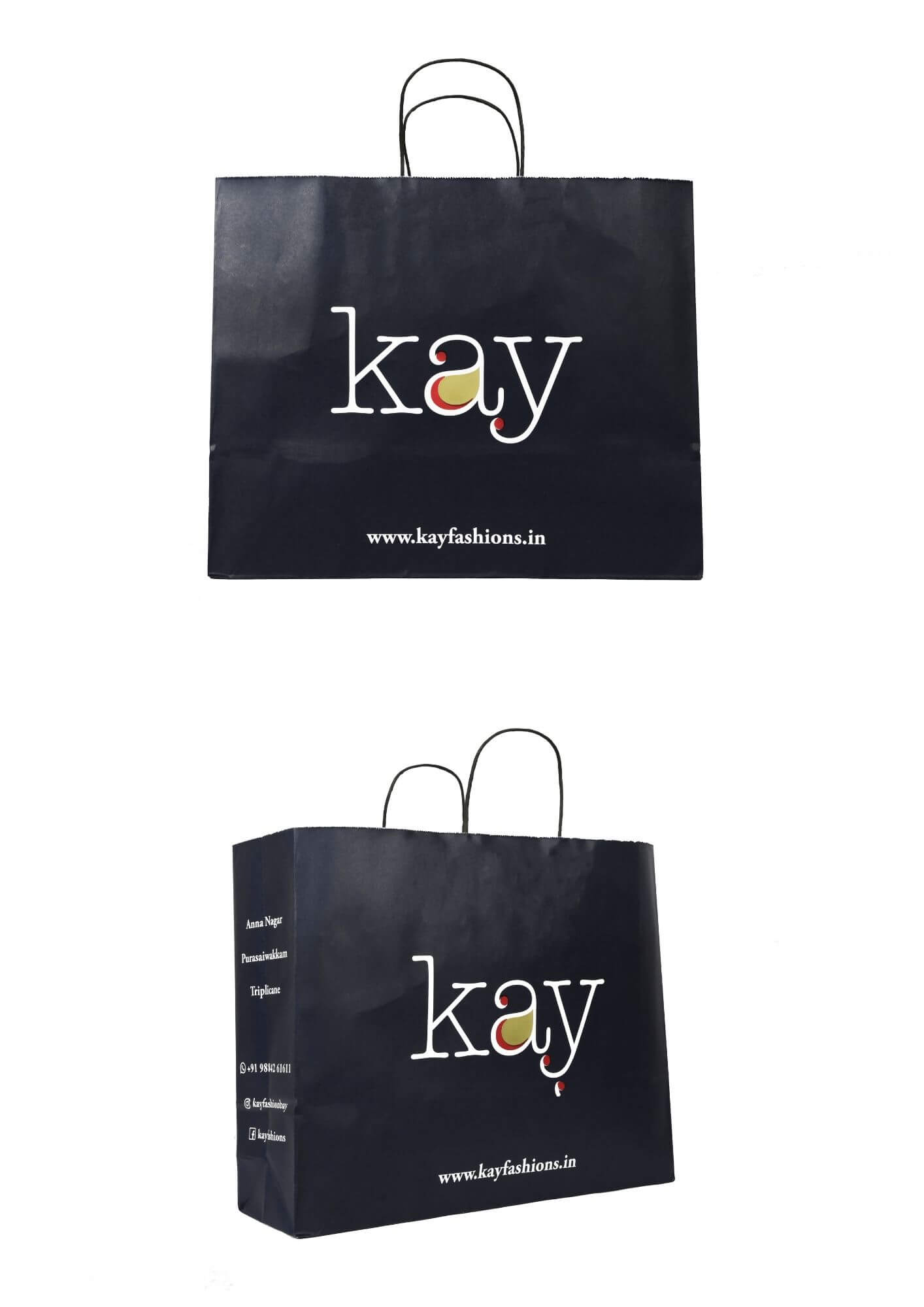 A bleach kraft paper bag printed by max packaging for kay